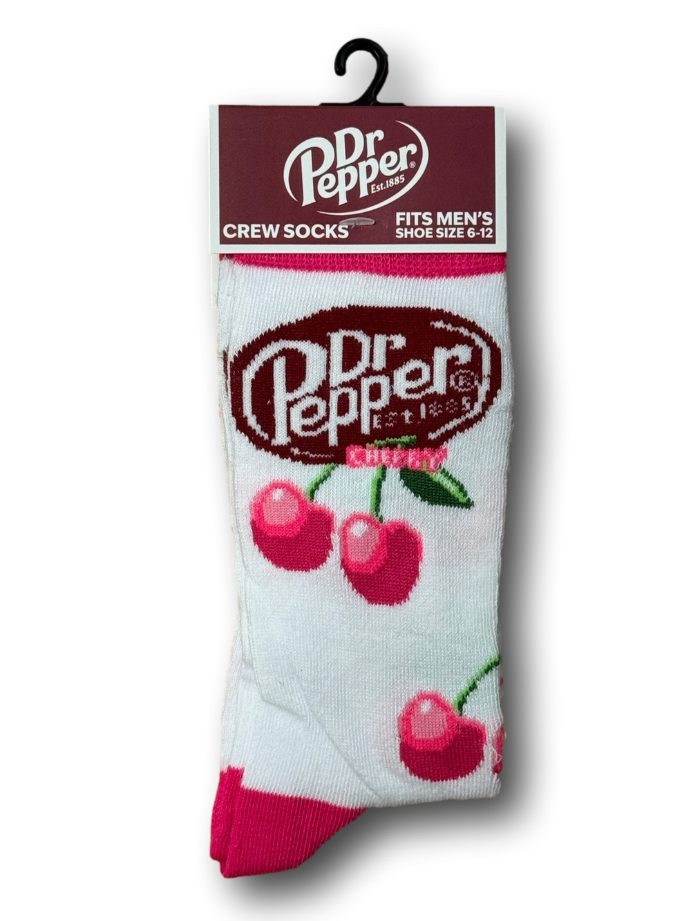 3/$20 Cherry Dr. Pepper Retro Soda Logo Funny Novelty Crew Socks - NWT